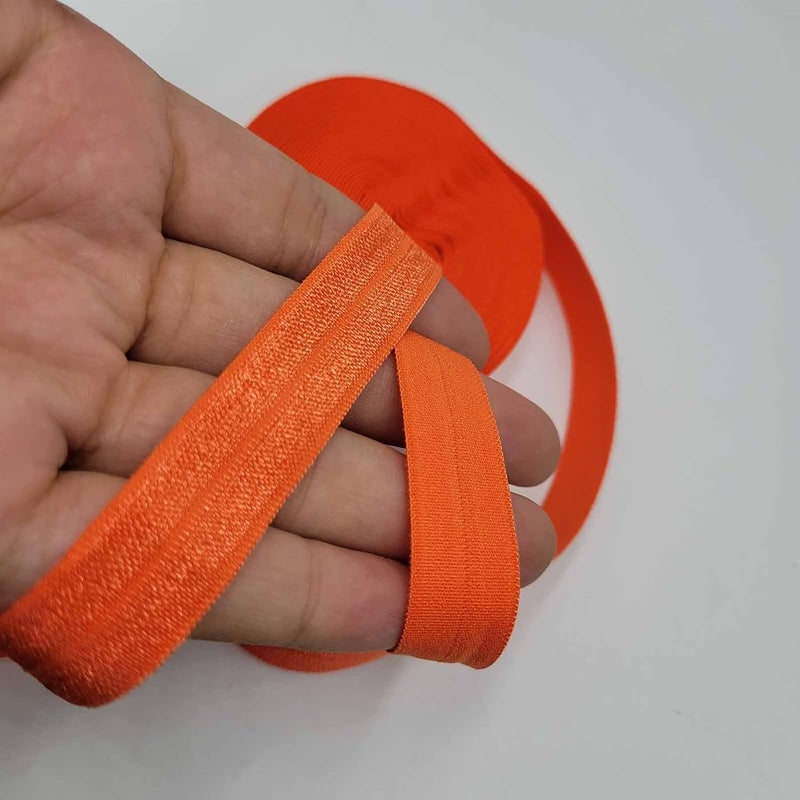 FAYADA Fold Over Elastic,5/8" Foldover FOE Trim Elastic Ribbon,Stretch FOE Band for Hair Ties Headbands Sewing Craft -5 Yards (Orange) - Image 4